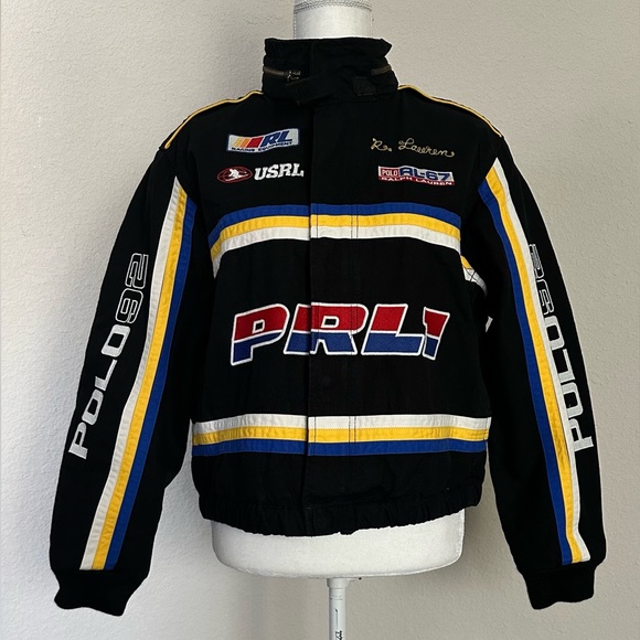 🔥NWT POLO RALPH LAUREN Women’s Multi-Patch Racer Black Bomber Jacket Sz M - Picture 12 of 16